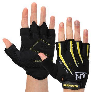 Рукавички для фітнесу та тренувань HARD TOUCH FG-006 L чорний-жовтий