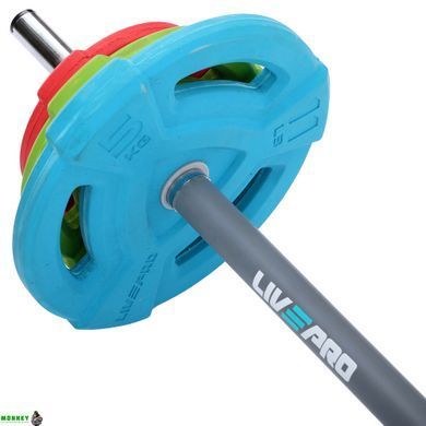Штанга для фитнеса (фитнес памп) LiveUp LP8031 длина-1,4м 25мм 20кг разноцветный