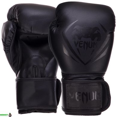 Перчатки боксерские кожаные на липучке VENUM CONTENDER VN1109-114 (р-р 10-12oz, черный)