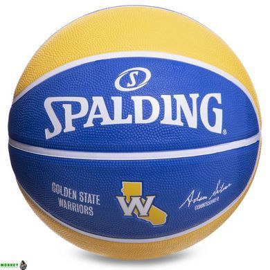 Мяч баскетбольный резиновый SPALDING NBA Team GLDEN Warriors 83515Z №7 синий-желтый