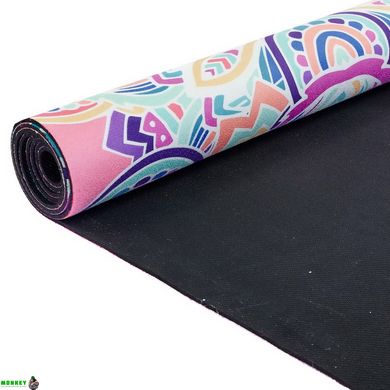 Килимок для йоги Замшевий Record FI-5662-6 розмір 183x61x0,3см рожевий з принтом Потрійний Оберіг