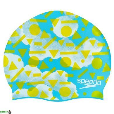 Шапочка для плавання дитяча SPEEDO JUNIOR SLOGAN PRINT 808386B955 блакитний-жовтий
