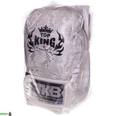Перчатки боксерские кожаные TOP KING Super Snake TKBGSS-02 Белый-серебряный 16 унции
