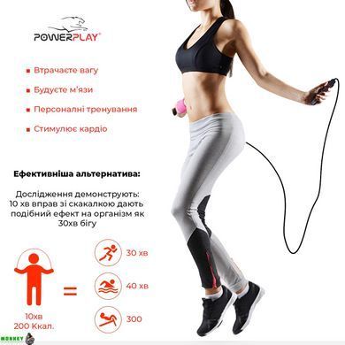 Скакалка PowerPlay 4206 Сіро-чорна