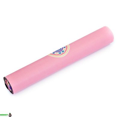 Коврик для йоги Замшевый Record FI-5662-6 размер 183x61x0,3см розовый с принтом Тройной Оберег