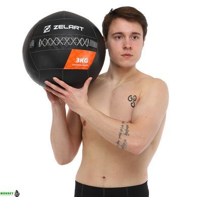Мяч волбол для кроссфита и фитнеса Zelart WALL BALL TA-7822-3 вес-3кг черный