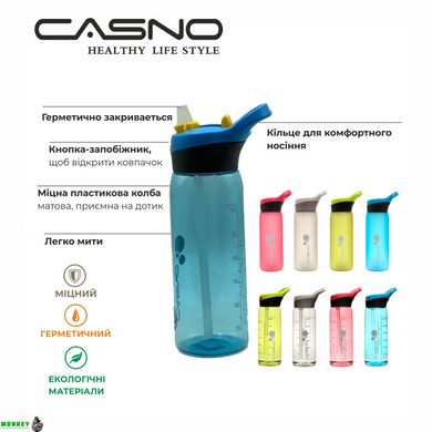 Пляшка для води CASNO 750 мл KXN-1207 Червона з соломинкою