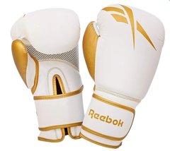 Боксерские перчатки Reebok Boxing Gloves белый, золото чел 14 унций