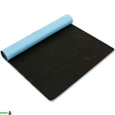 Коврик для йоги Замшевый Record FI-5662-29 размер 183x61x0,3см голубой с цветочным принтом