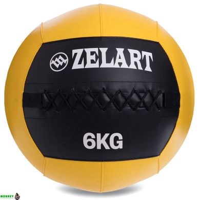 М'яч набивний для кросфіту волбол WALL BALL Zelart FI-5168-6 6кг чорний-жовтий