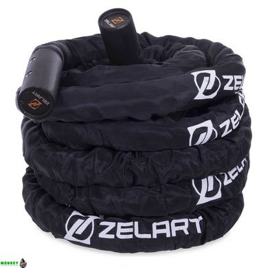 Канат для кроссфита в защитном рукаве Zelart FI-2631-9 9м черный