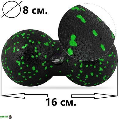 Набор для массажа и йоги PowerPlay PP_4097 (Ролик 30*10 + 2-я мячи) Green + резинка 5.5 кг.