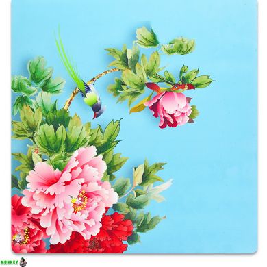 Килимок для йоги Замшевий Record FI-5662-29 розмір 183x61x0,3см блакитний з квітковим принтом