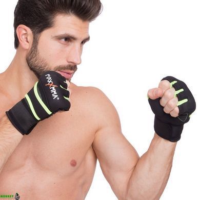 Перчатки-бинты внутренние для бокса и единоборств MAXXMMA BO-0840 Черный-салатовый S-M
