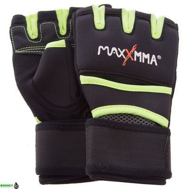 Перчатки-бинты внутренние для бокса и единоборств MAXXMMA BO-0840 Черный-салатовый S-M