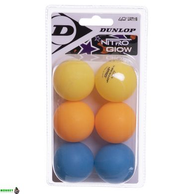 Набір м'ячів для настільного тенісу DUNLOP NITRO GLOW 40+ MT-679313 6шт різнокольоровий