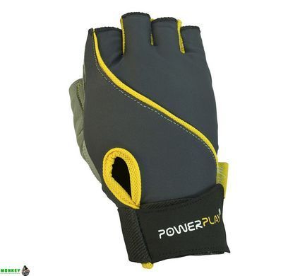 Рукавички для фітнесу PowerPlay 1725 B жіночі Сіро-Жовті XS