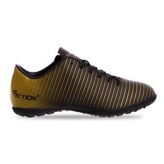 Сороконожки обувь футбольная подростковые Pro Action VL17562-TF-30-36-BKGD BLACK/GOLD размер 30-36 (верх-PU, подошва-RB, черный-золотой)
