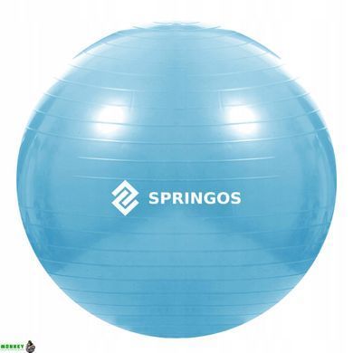 М'яч для фітнесу (фітбол) Springos 55 см Anti-Burst FB0006 Sky Blue