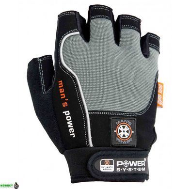 Рукавички для фітнесу і важкої атлетики Power System Man&rsquo;s Power PS-2580 Black/Grey S