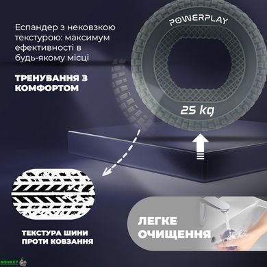 Эспандер кистевой силиконовый PowerPlay PP-4333 Hand Grip Large 25 кг. Серый