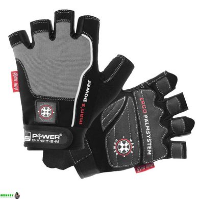 Перчатки для фитнеса и тяжелой атлетики Power System Man’s Power PS-2580 Black/Grey S