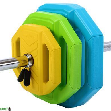 Штанга для фітнесу (фітнес памп) LiveUp LP8035-20 довжина-1,4м 28мм 20кг різнокольоровий