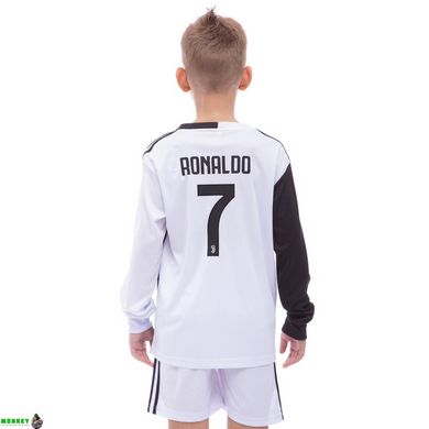 Форма футбольная детская с символикой футбольного клуба JUVENTUS RONALDO 7 домашняя 2020 SP-Sport CO-1678-W рост 110-165с белый-черный