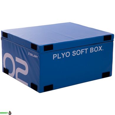 Бокс Пліометріческіе м'який набір Zelart PLYO BOXES FI-3634 3шт 90х75х30/45/60см зелений, синій, червоний