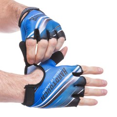 Перчатки для фитнеca HARD TOUCH FG-007 (PVC, PL, открытые пальцы, р-р XS-L, черный-синий)