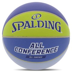 Мяч баскетбольный PU №7 SPALDING 77394Y ALL CONFERENCE (PU, бутил, синий-желтый)