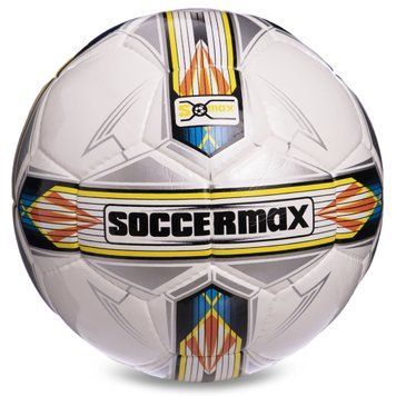 М'яч футбольний SOCCERMAX FIFA FB-0176 №5 PU білий-сірий-жовтий