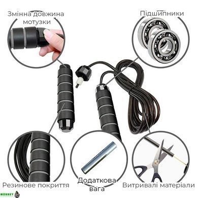 Скакалка скоростная с противоскользящими ручками 4yourhealth Premium Skip Rope 3m на подшипниках с утяжетелями 0156