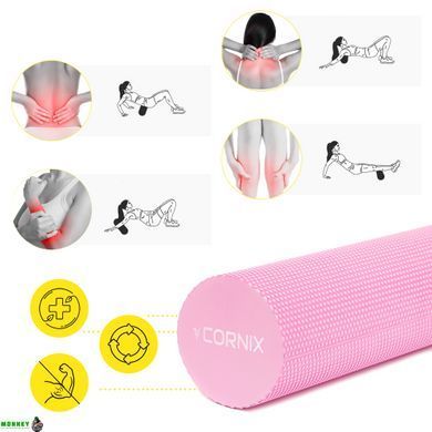 Масажний ролик Cornix EVA+ 60 x 15 см (валик, роллер) XR-0308 Pink