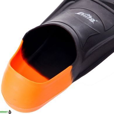 Ласты для тренировок в бассейне короткие с закрытой пяткой CIMA PL-6090-04 размер 30-44 черный-оранжевый