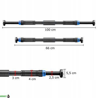 Турник раздвижной 4FIZJO 66-100 см Black/Blue (P-5907739314758)