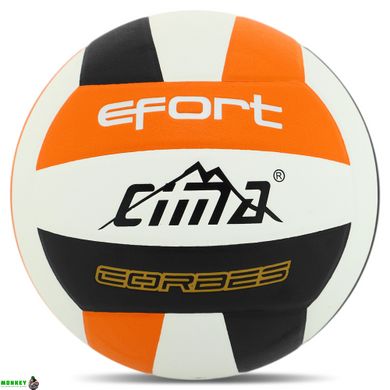 Мяч волейбольный Клееный PU CIMA VB-8998 EFORT CORBES (PU, №5, 5 сл., клееный. белый-черный-оранжевый)