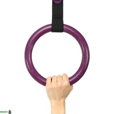Кольца гимнастические для Кроссфита ABS GYM RINGS EZOUS E-01 d-28мм черный-фиолетовый