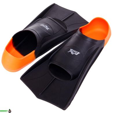 Ласты для тренировок в бассейне короткие с закрытой пяткой CIMA PL-6090-04 размер 30-44 черный-оранжевый