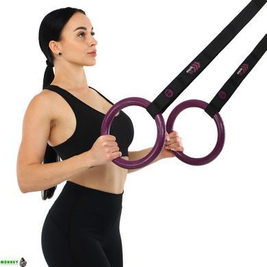 Кольца гимнастические для Кроссфита ABS GYM RINGS EZOUS E-01 d-28мм черный-фиолетовый