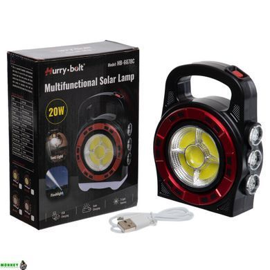Ліхтар кемпінговий світлодіодний переносний X-BALOG HB-6678C (3 LED+COB, USB-вхід, 20W, р-р 19,6х14,1см, чорний)