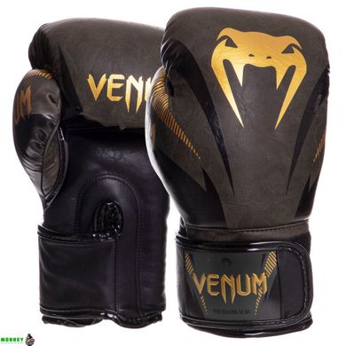 Перчатки боксерские кожаные VENUM IMPACT VN03284-230 10-14 унций хаки-золотой