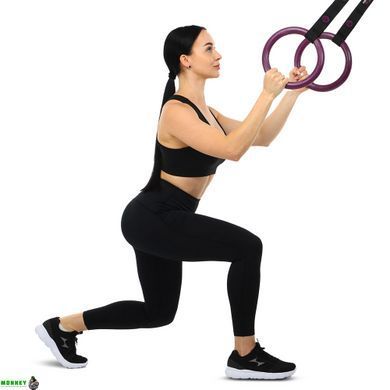 Кольца гимнастические для Кроссфита ABS GYM RINGS EZOUS E-01 d-28мм черный-фиолетовый