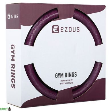 Кольца гимнастические для Кроссфита ABS GYM RINGS EZOUS E-01 d-28мм черный-фиолетовый