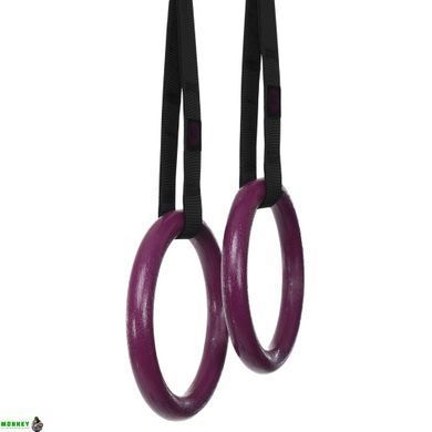 Кольца гимнастические для Кроссфита ABS GYM RINGS EZOUS E-01 d-28мм черный-фиолетовый