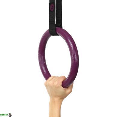 Кольца гимнастические для Кроссфита ABS GYM RINGS EZOUS E-01 d-28мм черный-фиолетовый