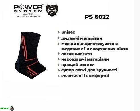 Спортивні бандажі на голеностоп Power System Ankle Support Evo PS-6022 Black/Orange XL