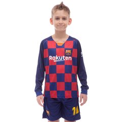 Форма футбольная с длинным рукавом детская SP-Sport BARCELONA MESSI 10 домашняя 2020 CO-1679 (р-р 22-30, рост 110-165см, синий-бордовый)