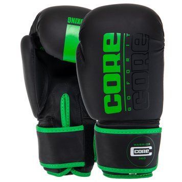 Перчатки боксерские CORE BO-8540 Черный-салатовый 10 унций