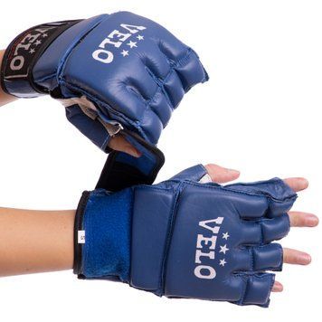Рукавички для змішаних єдиноборств MMA шкіряні VELO ULI-4026 Синій S